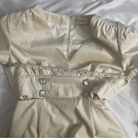 Cream velvet cutout blazer long sleeve  mini dress with buttons details - Picture 10 of 14